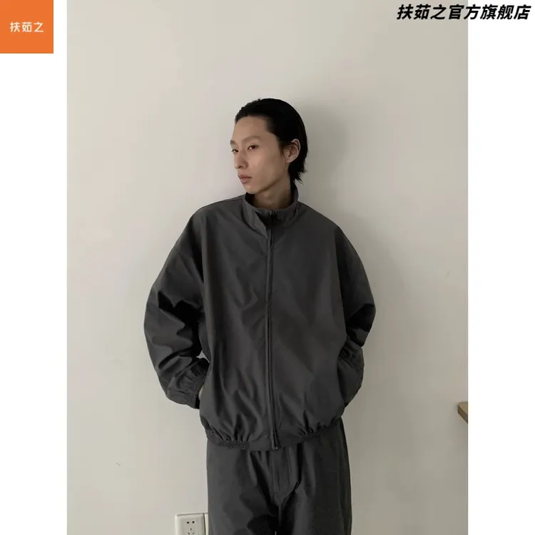 美式复古立领夹克男简约设计廓形宽松百搭短款飞行员外套