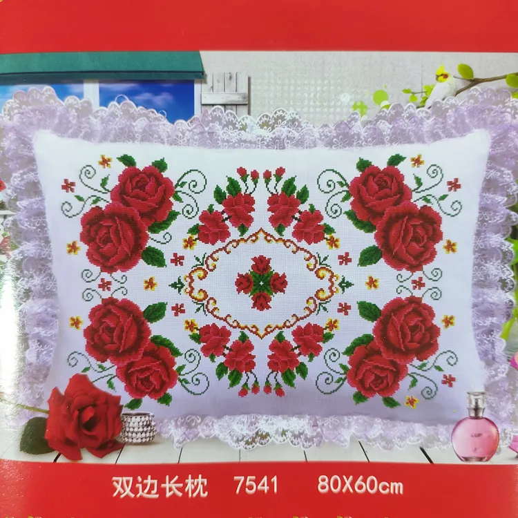 十字绣枕头套带线针自己绣بىر جۈپ زىپ زىڭنە ئەستەرسىز ياستۇق