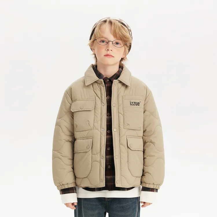IZZUE时尚童装棉服棉袄休闲风宽松POLO领棉服IZUJKMH003800KHD