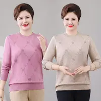 中老年女装大码毛衣圆领中年妈妈保暖上衣秋冬宽松女士气质