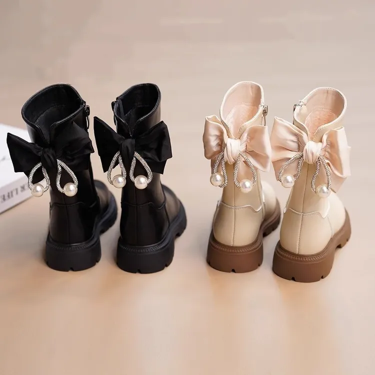 ABC女童靴子2025新款春秋冬季儿童马丁短靴中大童女孩公主皮靴子