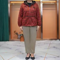胖妈妈秋季外套加肥版210斤大码休闲连帽外套中老年洋气拉链上衣