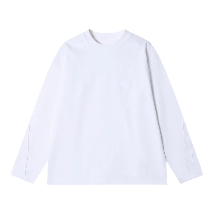 秋冬季新款时尚个性美式街头纯色拼接倒三角休闲圆领长袖T恤百搭