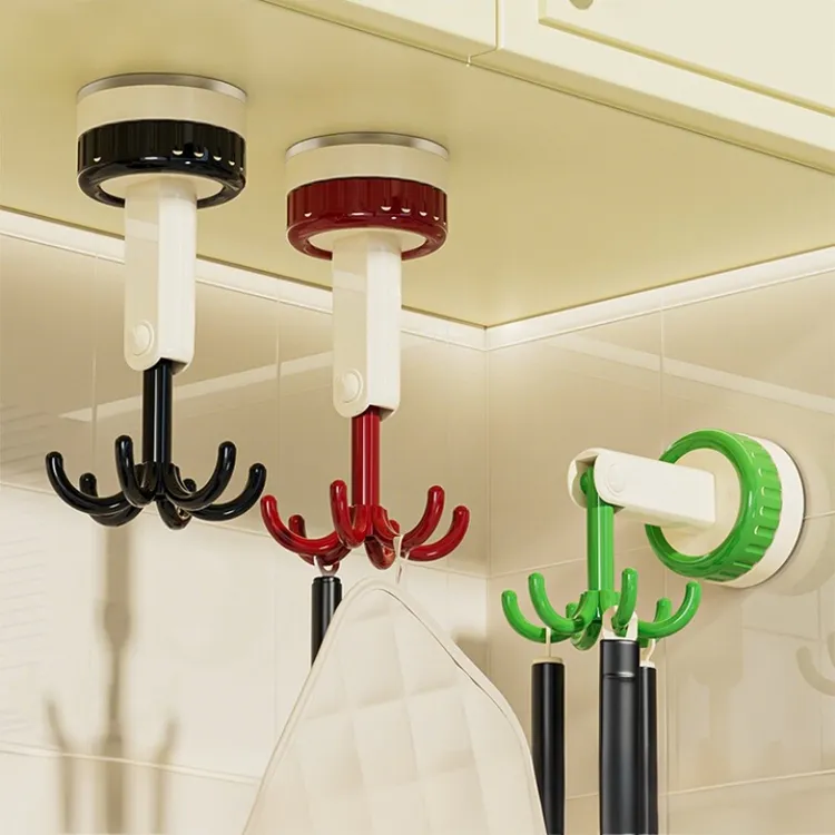 复古吸盘六爪挂钩免打孔吸盘厨房置物架多功能家用创意锅铲收纳架