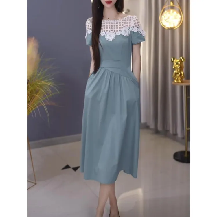 【连衣裙】B1363优雅2025夏季新款气质时尚减龄休闲连衣裙