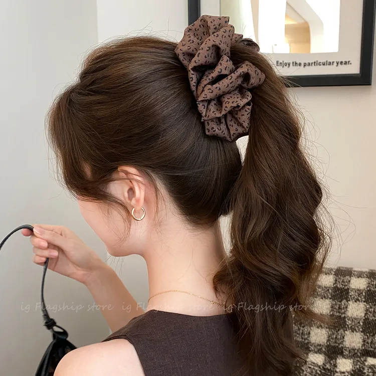 复古豹纹大号泡泡抓夹后脑勺盘发高级感发夹2025新款鲨鱼夹子头饰