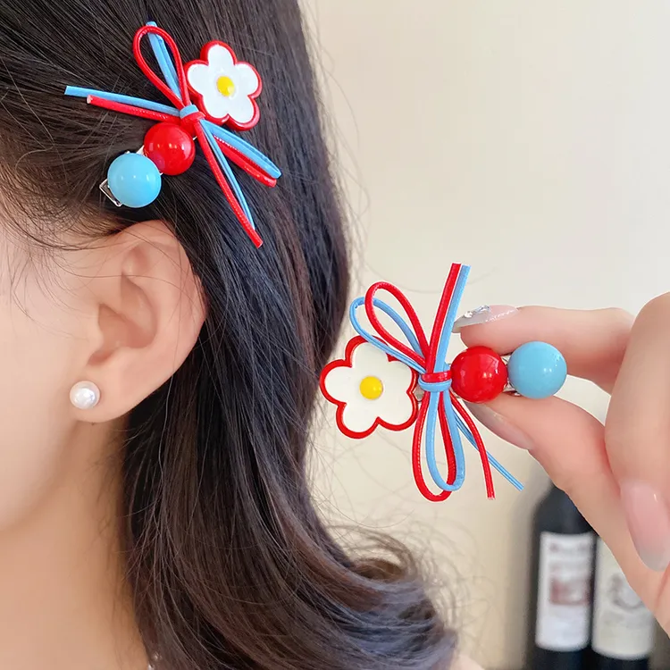 韩系亚克力蝴蝶结流苏发夹高级感精致鸭嘴夹可爱多巴胺小清新发饰