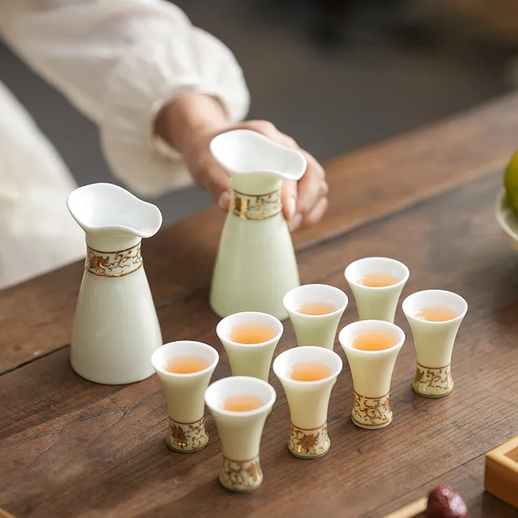 古风中式酒具家用陶瓷白酒壶一口杯礼盒含酒杯分酒器倒酒壶定制