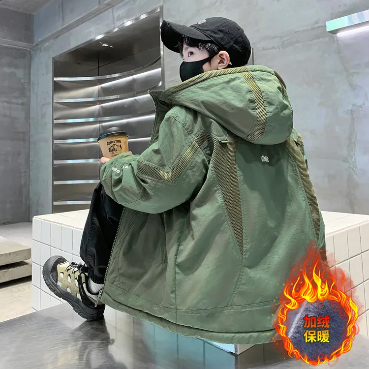 童装男童外套秋冬款2025新款中大童男孩冬季派克服青少年冬装夹棉