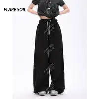【FLARE SOIL】（现货）梭织阔腿裤白色微弹力休闲拼接百搭裤 T4410B