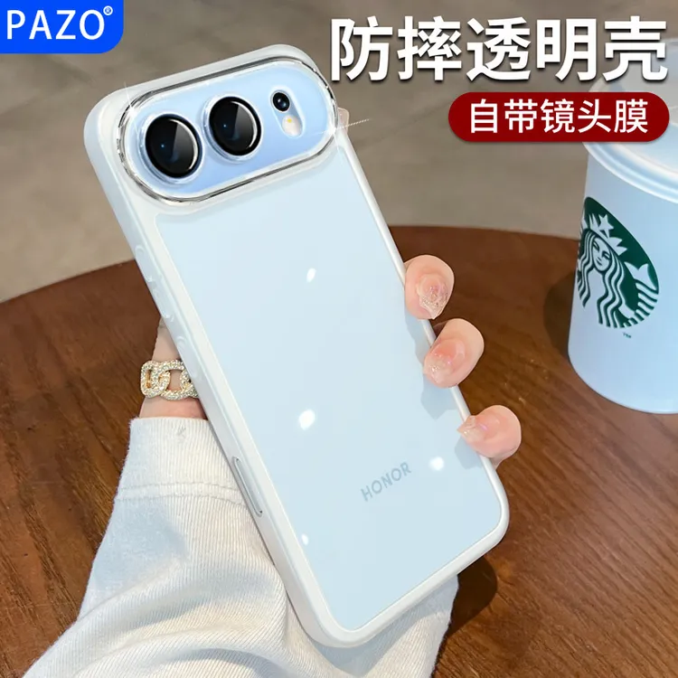 适用荣耀500手机壳带镜头膜400pro外壳华为honor透明全包防摔高级