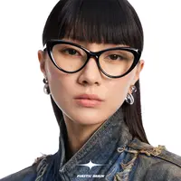 PLASTIC BRAIN/塑料脑袋复古猫眼镜高级感平光减龄素颜近视镜女