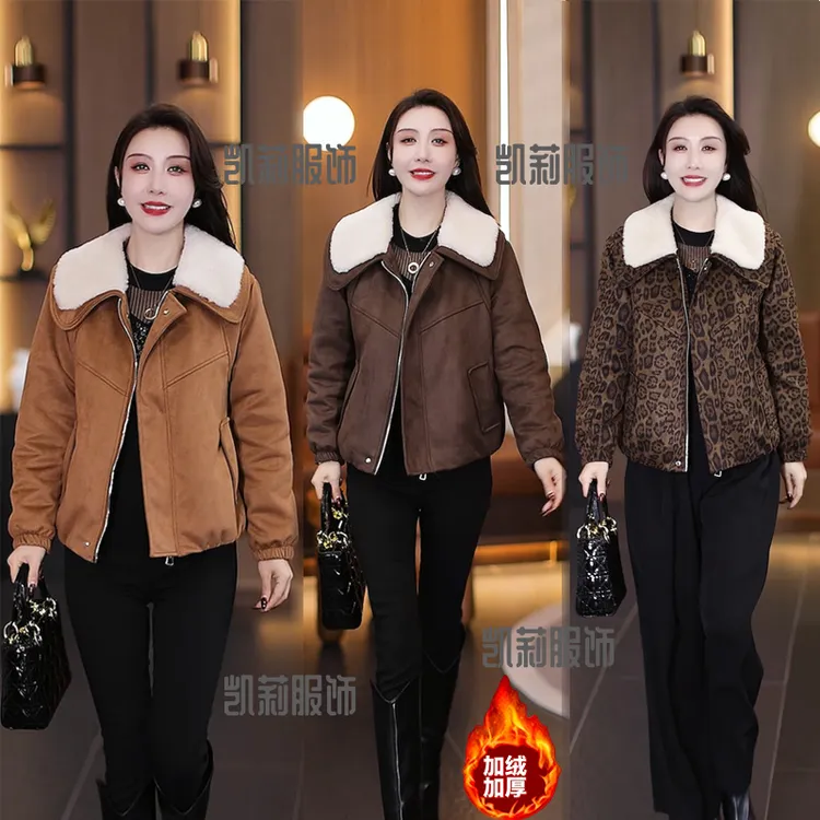 时尚加厚棉衣外套女冬季新款气质减龄小个子宽松百搭拼接毛领上衣