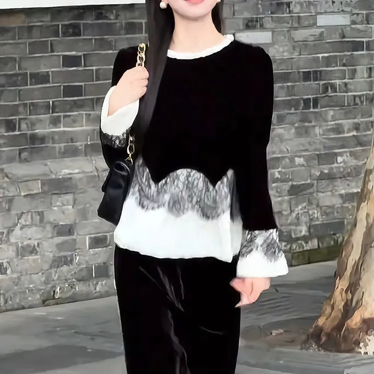 高级感秋季长袖时尚套装女2025年百搭宽松上衣韩版流行T恤两件套
