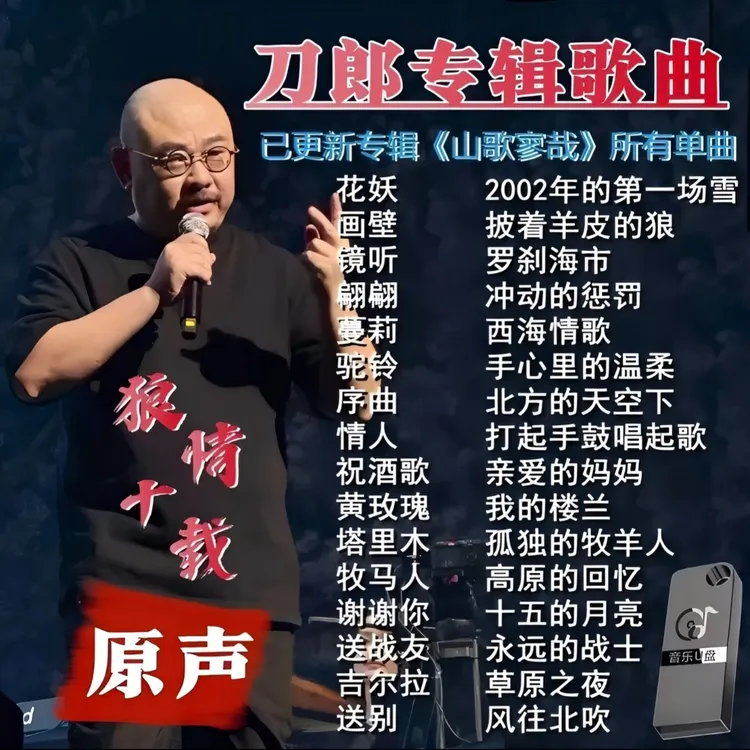 刀郎U盘专辑音乐精选新歌老歌无损超高音质MP3汽车载流行歌曲优盘