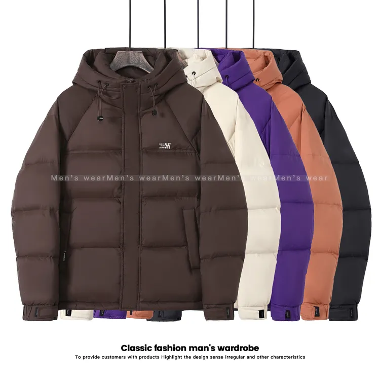 冬季新款潮流防风保暖纯色连帽羽服舒适宽松防寒棉服男情侣款6016