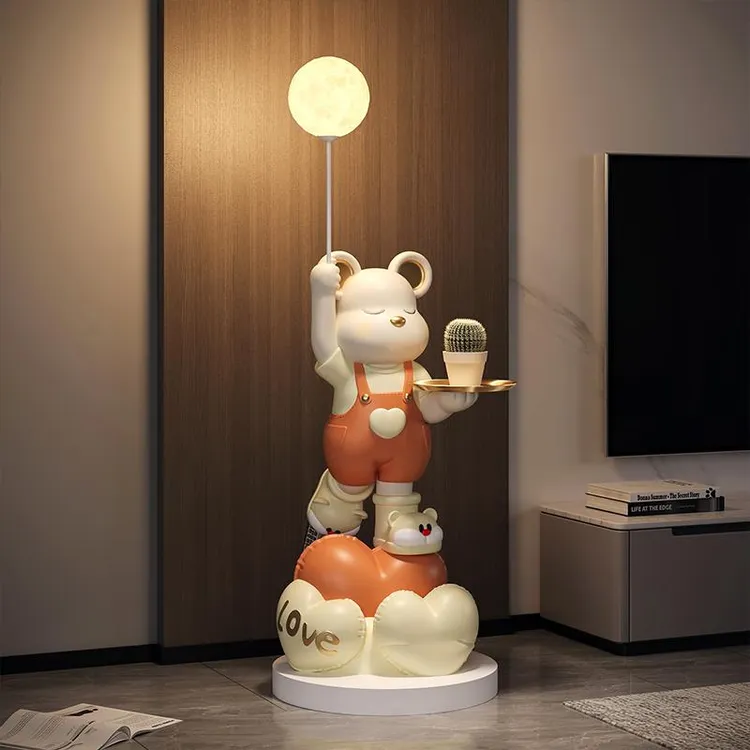 客厅沙发旁暴力熊落地大摆件进门口入户收纳放钥匙软装家居装饰品