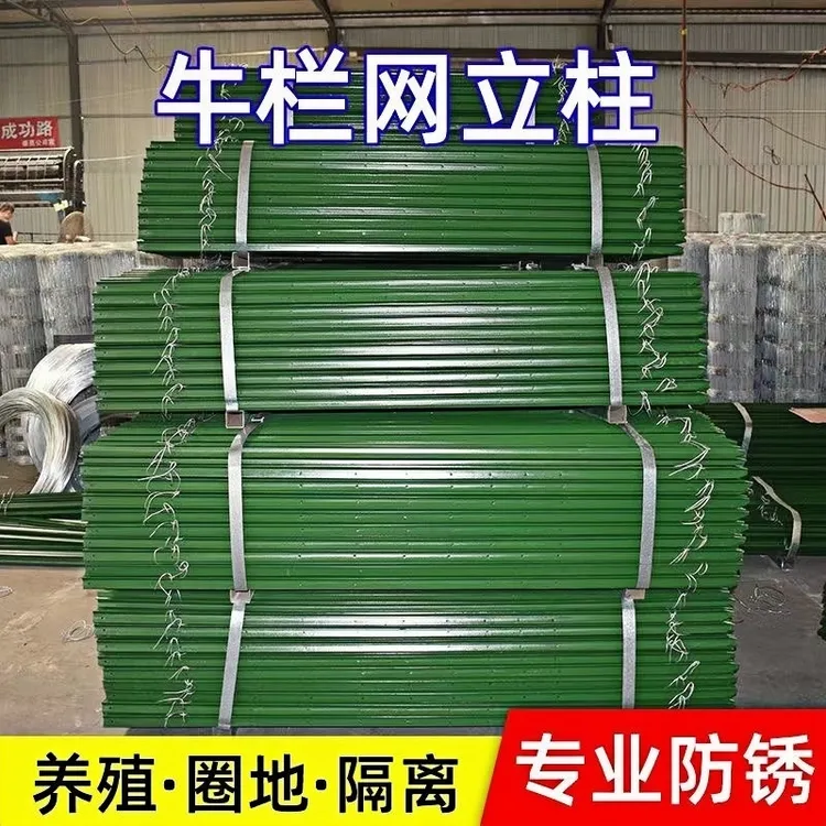 牛围栏铁丝网柱y型铁立柱庭院三角户外铁立柱农村土地电子铸铁管