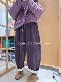 夏沐家百搭条绒抽绳宽松休闲裤501