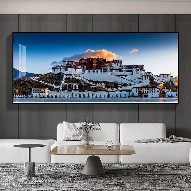 客厅沙发横版装饰画金山西藏大气布达拉宫自粘贴画背景墙现代壁画