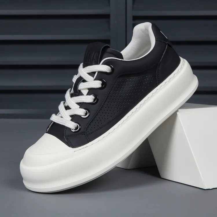 时尚透气百搭休闲鞋厚底夏季透气帆布鞋休闲板鞋真皮韩版