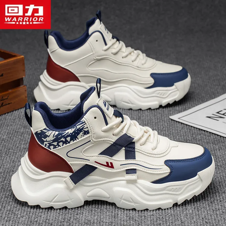 回力高帮男鞋冬季潮牌百搭休闲皮面防滑运动跑步登山厚底老爹潮鞋