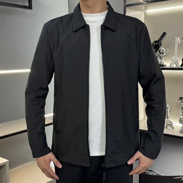 秋冬夹克加棉加厚外套简约百搭纯色休闲设计行政夹克男装25118