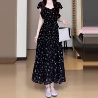 【现货+运补】茶歇碎花连衣裙夏日绝美高级感独特漂亮收腰长裙4496