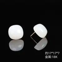 本真 | “方寸”严选臻品和田玉顶俄高白白玉18k金耳饰