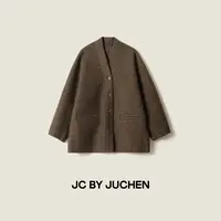 “丛林秘境”中长款道袍落肩廓形羊毛针织毛呢大衣 FW102012-194