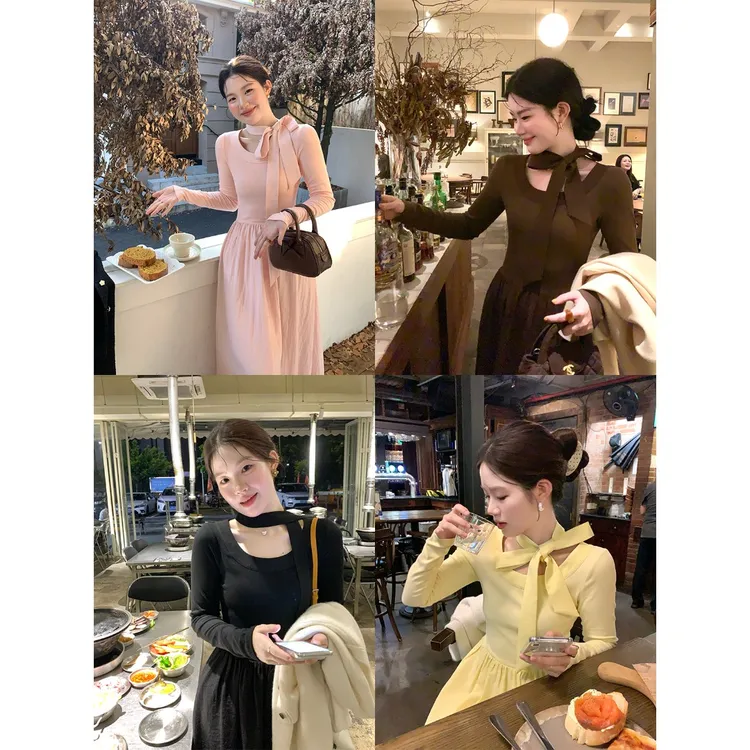 火火火【奶霜桃桃】韩系圆领温柔粉色连衣裙L36916HH53+L38514HH53