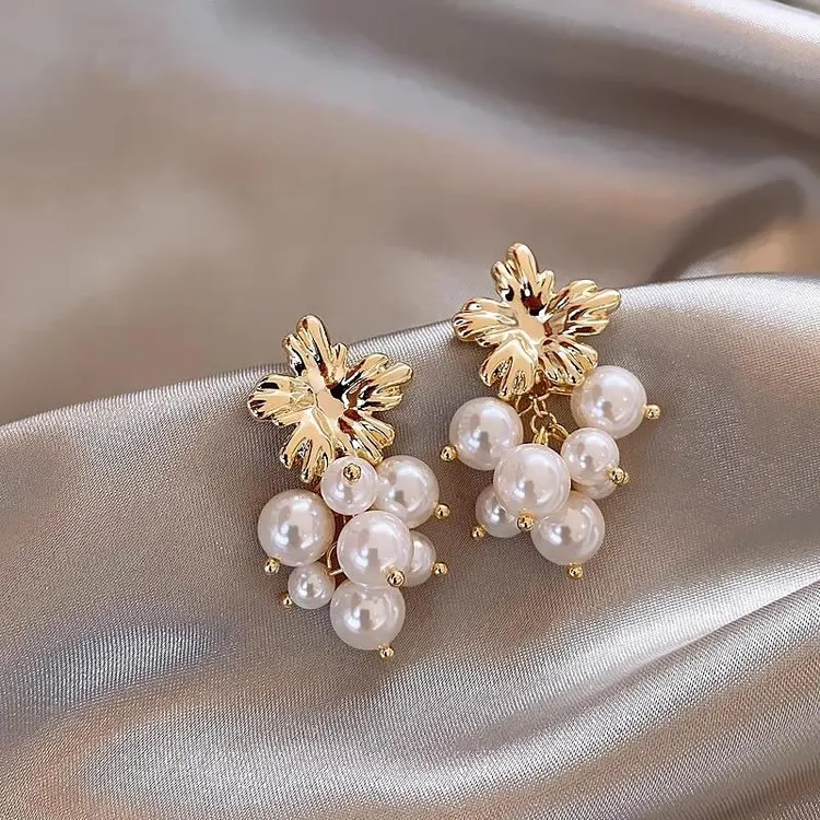 铁合金大理石吊坠 DOMEN旗舰店 时尚独特设计葡萄串珠珍珠流苏耳