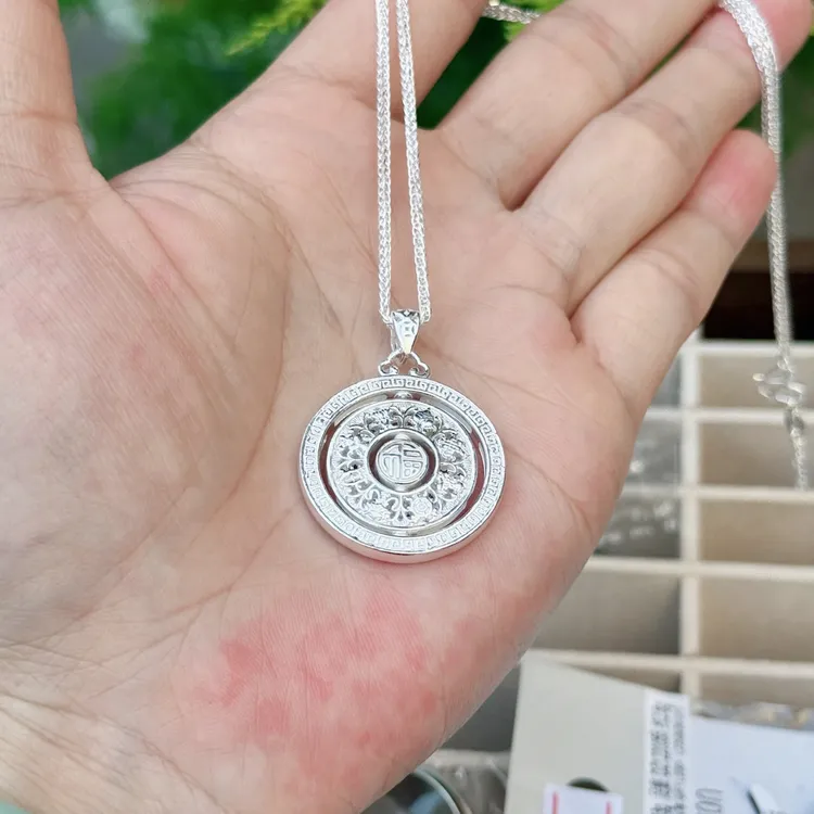 吊坠足银 足银八宝罗盘原创设计民族风通用无镀层灵动单吊坠
