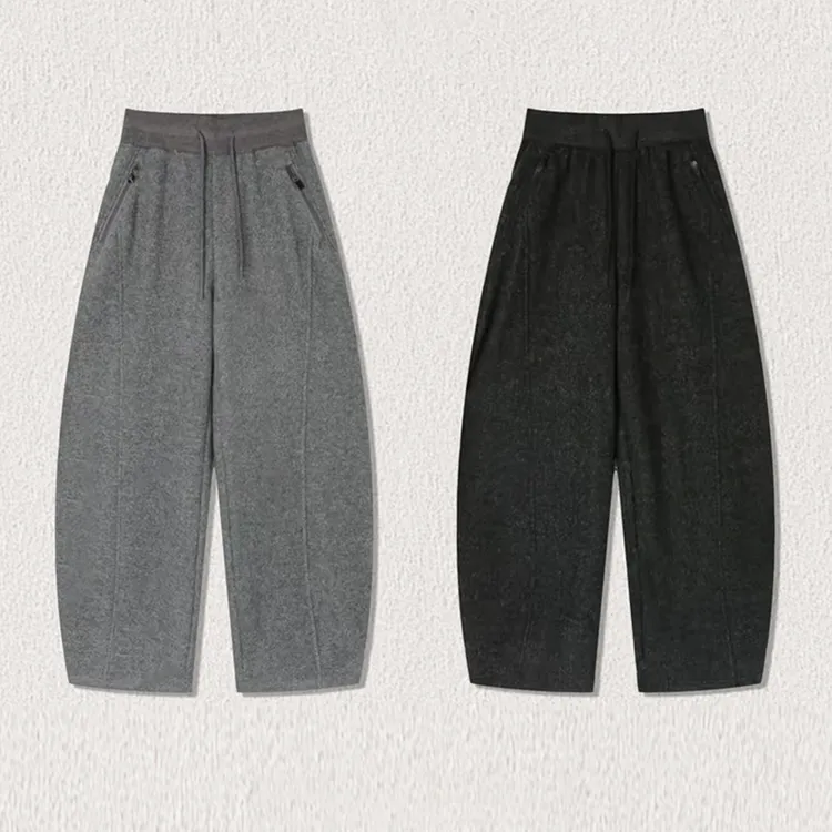 2025秋冬新款舒适百搭显瘦弯刀休闲裤女加绒加厚宽松慵懒风阔腿裤