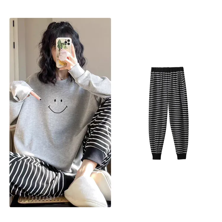 特！门店24&9！条纹显瘦可外穿可居家休闲裤 D00021