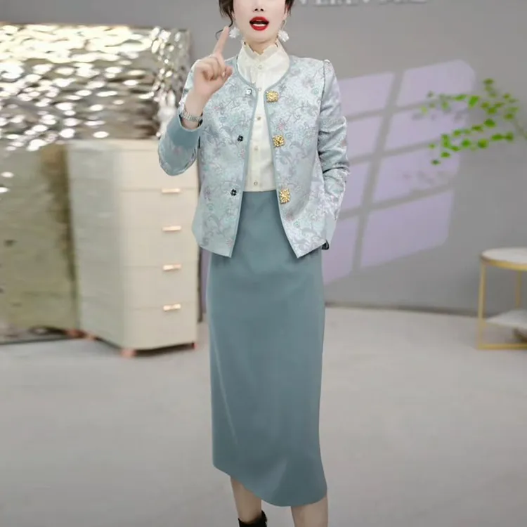 春季小香风气质裙子套装女2025新款爆款洋气修身显瘦两件套连衣裙