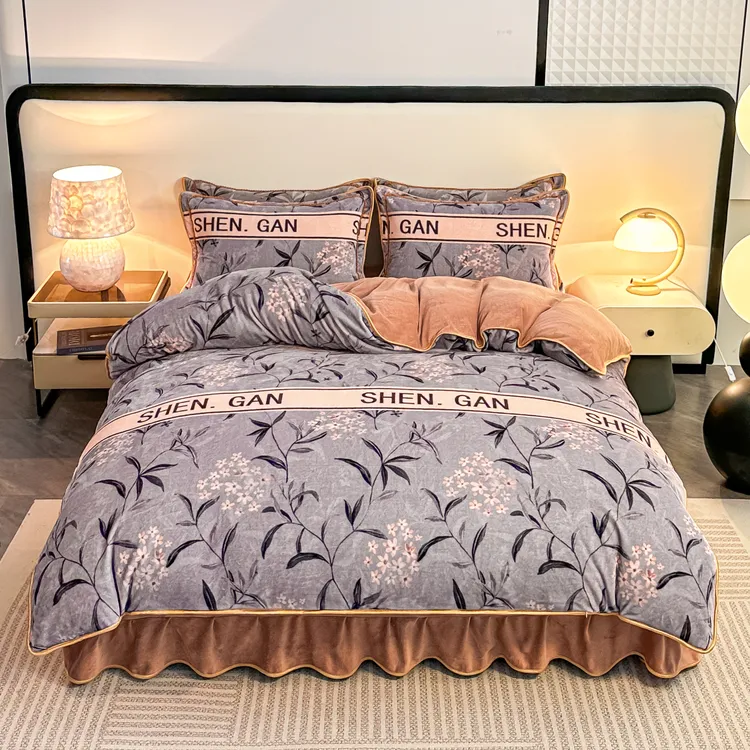 禧眠专属款成人正品牛奶绒四件套加绒加厚防静电床裙双面绒家居风