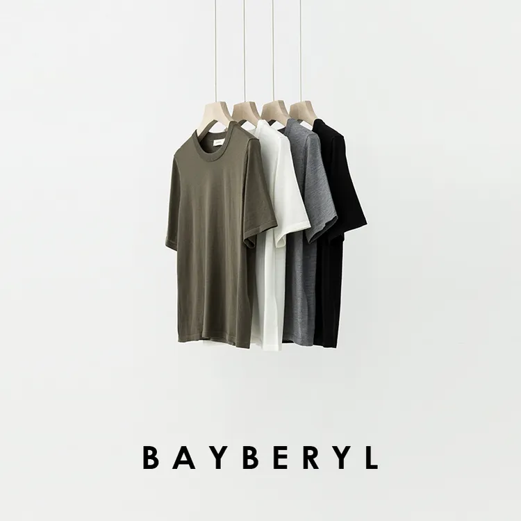 BAYBERYL老贝黄金羊毛两组领三角百搭25秋短袖针织衫ZZS5F0902