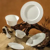 景德镇洛威敦煌文创圆满吉祥骨瓷餐具套装陶瓷碗盘碟乔迁婚庆礼品