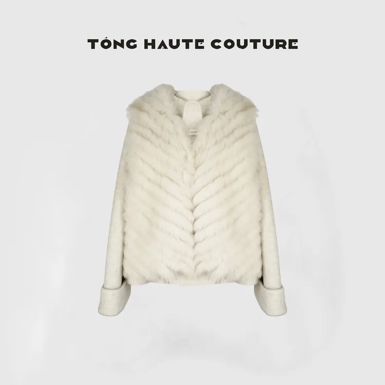 【初念】冬季新款高支羊毛拼接狐狸毛马甲+大衣两件套装 YW663