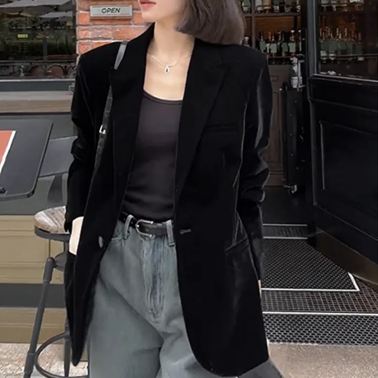 高级感休闲洋气西装外套女2025春秋新款大衣小个子黑色开衫上衣潮