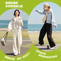 【关晓彤同款】安踏遛弯裤丨慵懒风休闲开衫女秋季百搭外套直筒长裤
