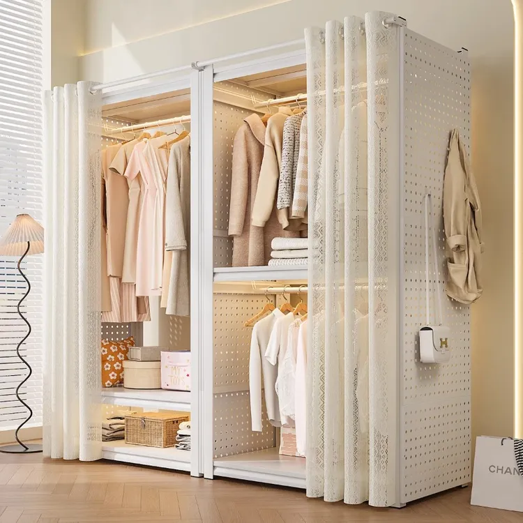 简易衣柜2025新款出租房用卧室家用钢制组装金属衣橱挂衣柜子小型