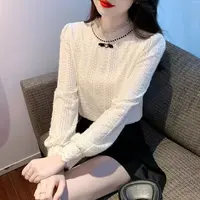 蕾丝打底2025秋冬新款别致洋气小衫加绒时尚加厚减龄长袖上衣