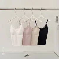 喜樂   2025桑蚕丝竖条纹拼接蕾丝V领细肩带美背背心秋季新款女士