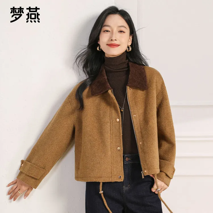 梦燕秋冬女款时尚百搭气质大方宽松休闲舒适双面呢大衣CA21B5002