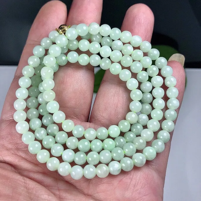 缅甸天然翡翠a货冰润通透圆珠项链手链时尚百搭链珠串珠翡翠珠串