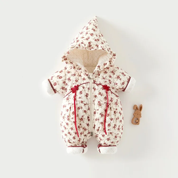 【零下5度500克女宝外出服棉服】冬外出加厚保暖夹棉哈衣冬装棉服女