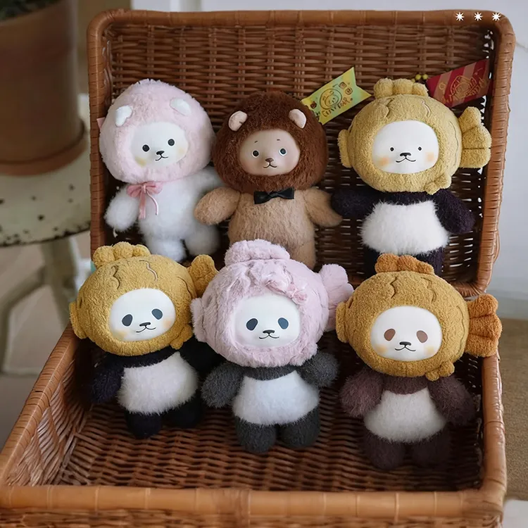 白熊百货PanPan盲盒和你在一起系列鲷鱼烧熊猫商店搪胶毛绒公仔礼