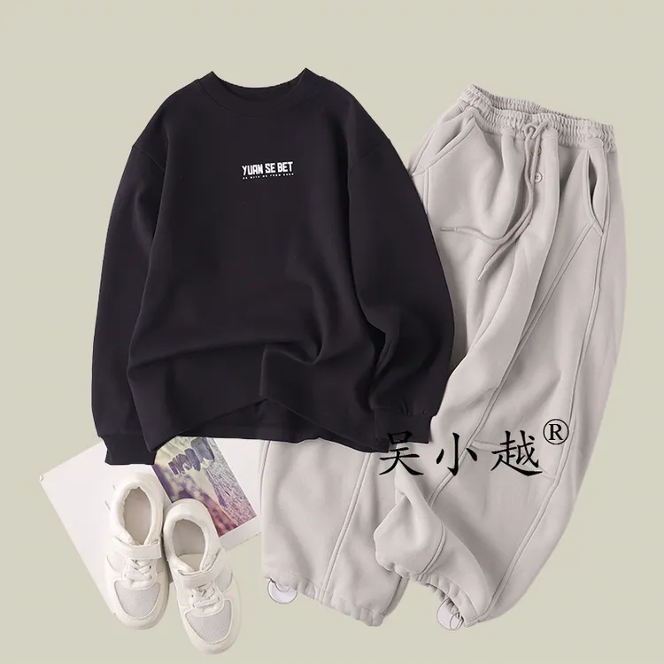 吴小越w1637男童薄绒打底衫秋冬款韩版中大童潮童绣花云朵绒t恤